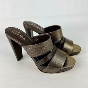 Cole Haan Womens NikeAir Strappy Heeled Sandals Brown Speckled Leather size 8.5B